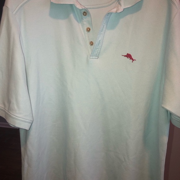 Tommy Bahama Polo  Large Aqua Blue Purple Marlin - Picture 2 of 2